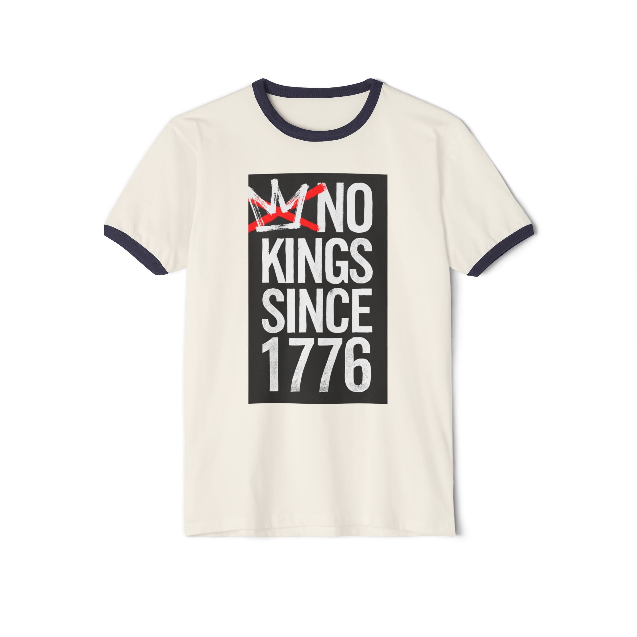 No Kings Since 1776 Ringer Tee - Black/White