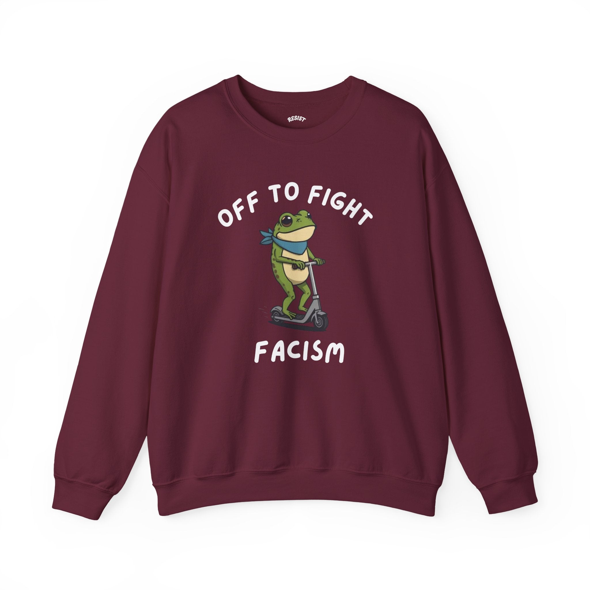 Off to Fight Facism Frog Sweatshirt