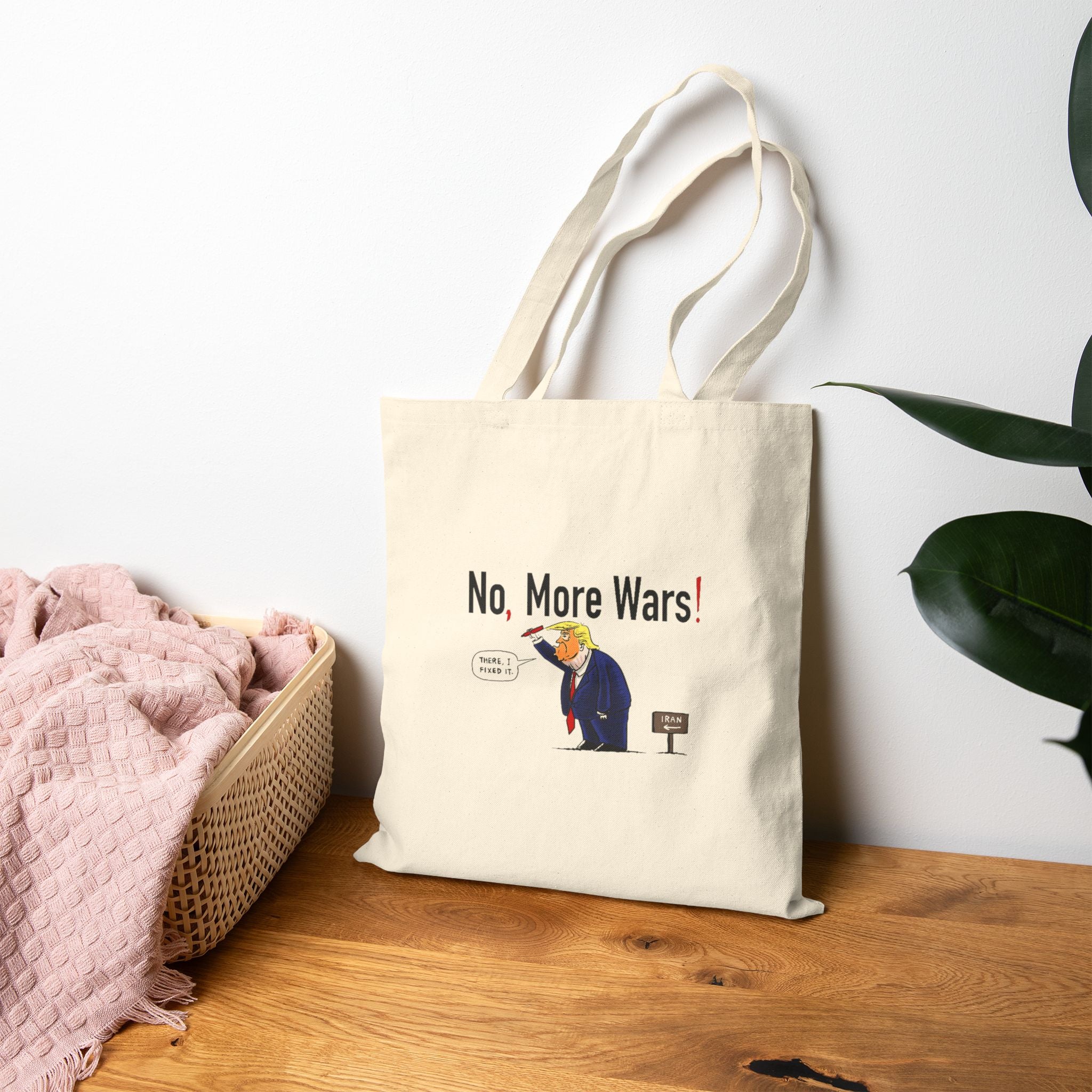 No, More Wars Canvas Tote Bag - Natural