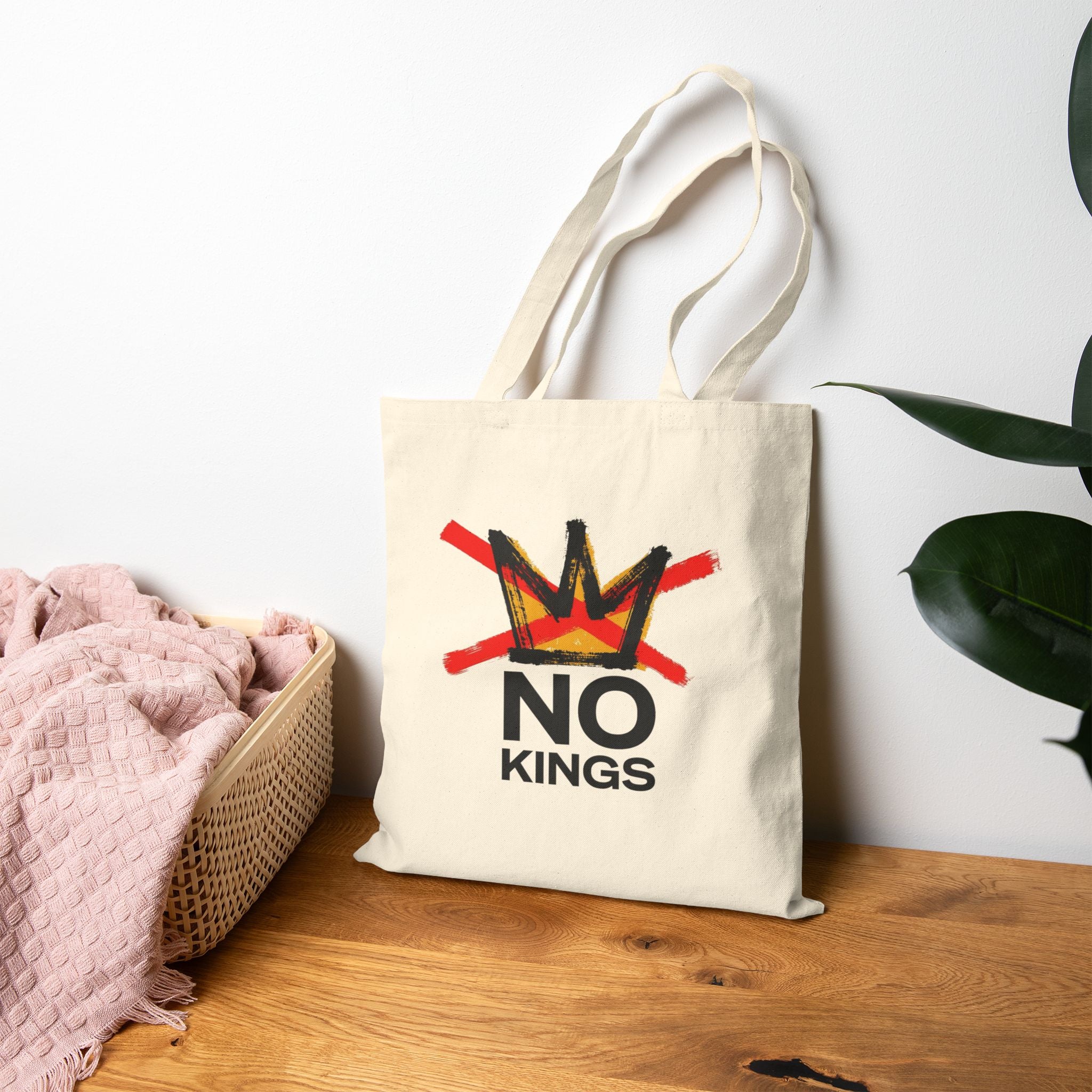 No Kings Canvas Tote Bag - Natural