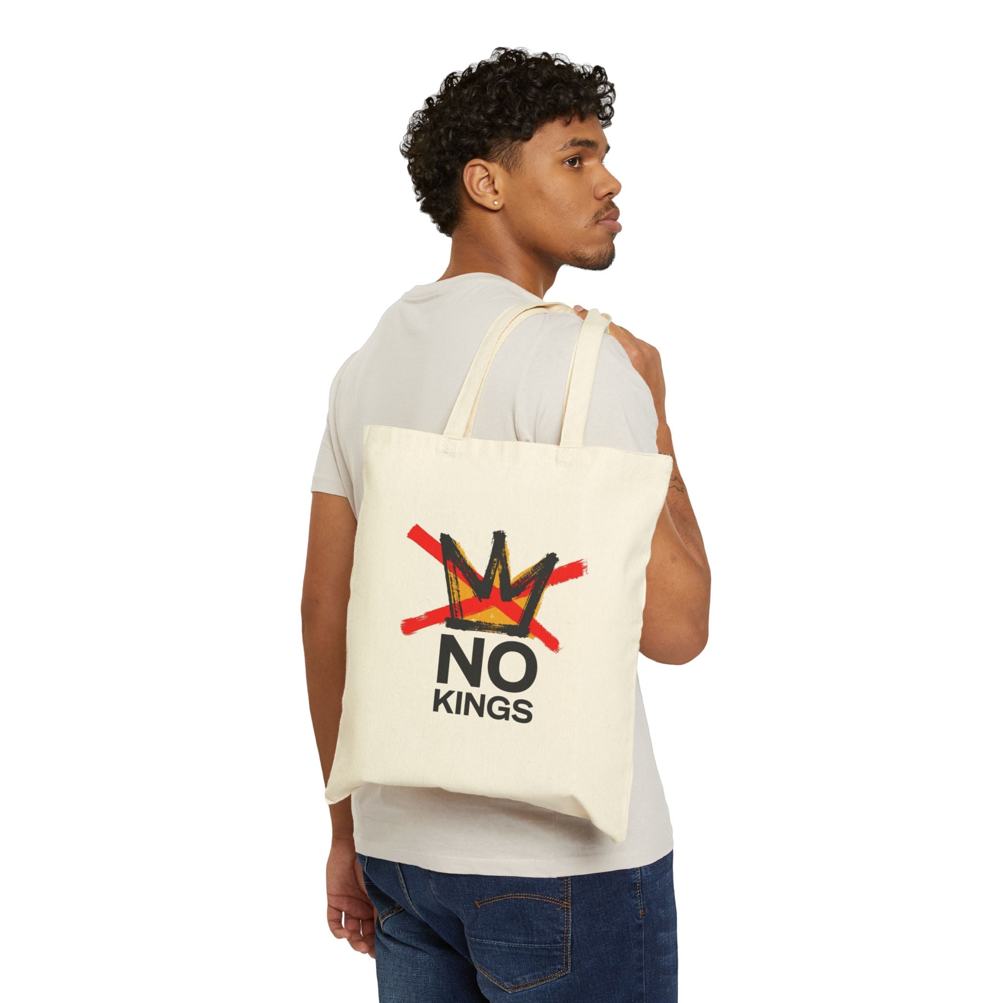 No Kings Canvas Tote Bag - Natural