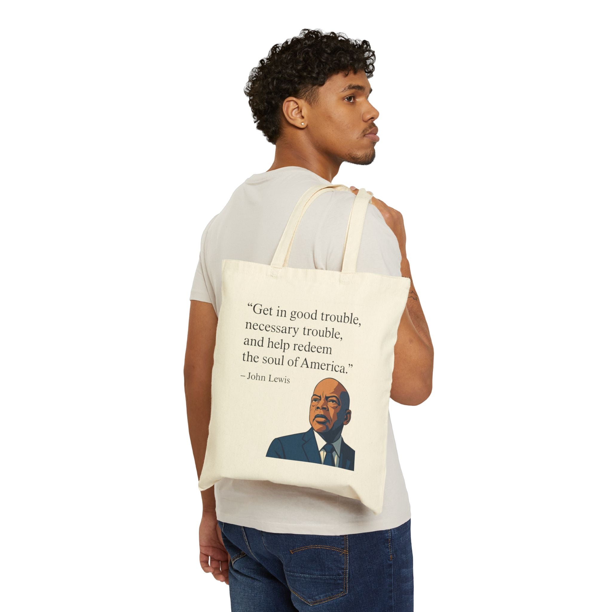 Good Trouble Canvas Tote Bag - Natural