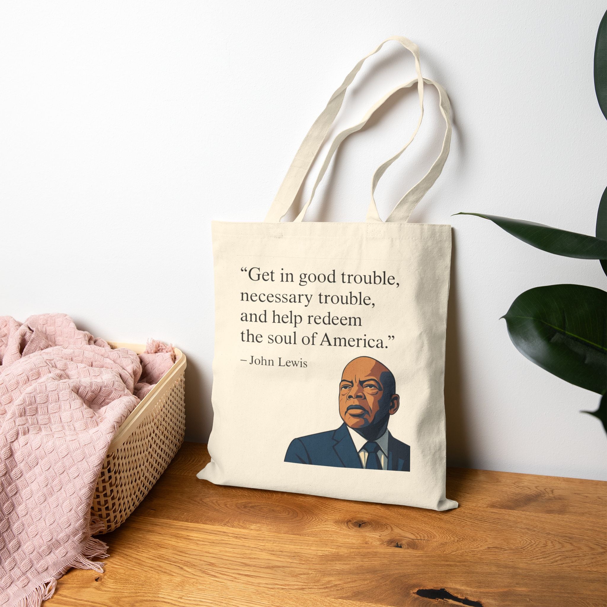 Good Trouble Canvas Tote Bag - Natural