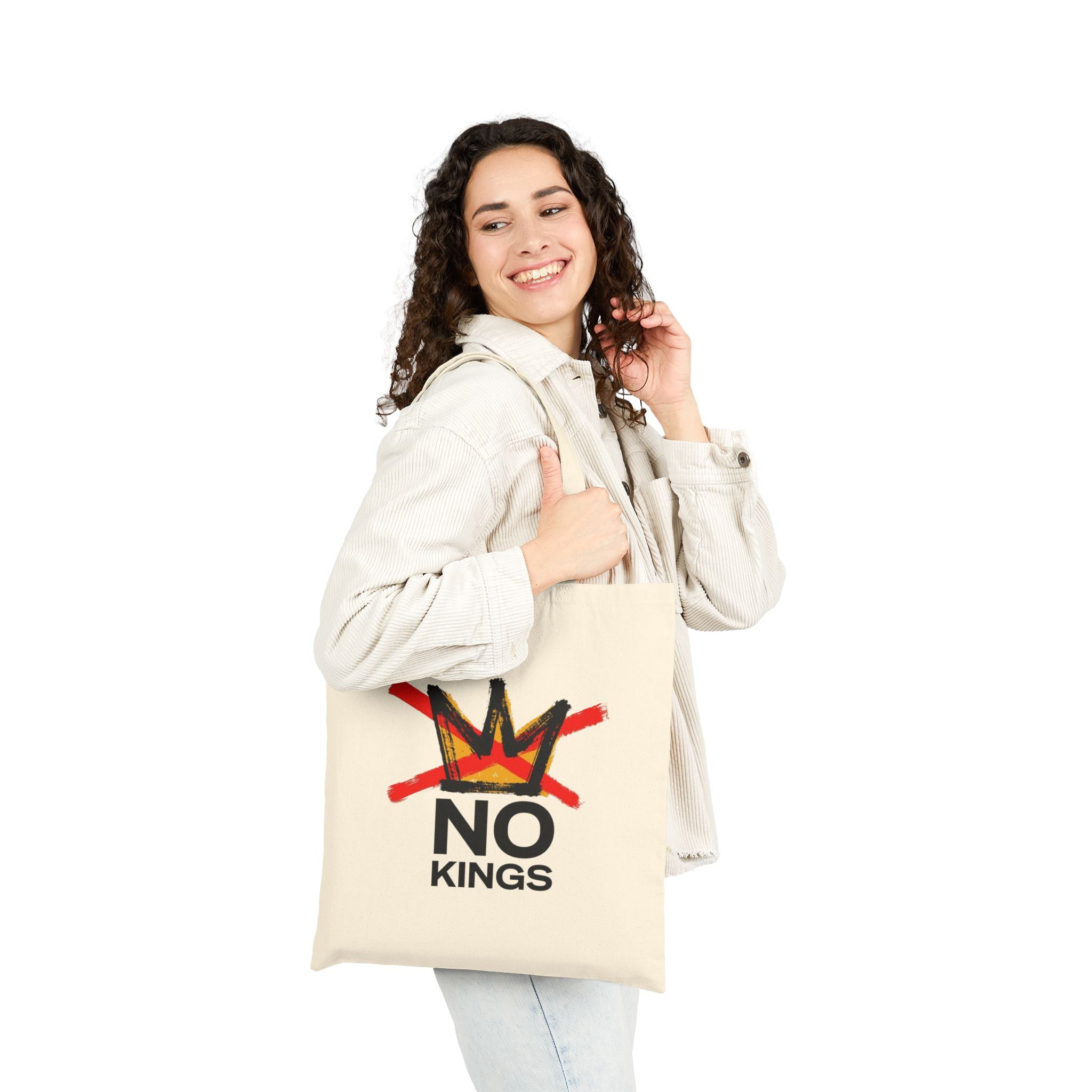No Kings Canvas Tote Bag - Natural