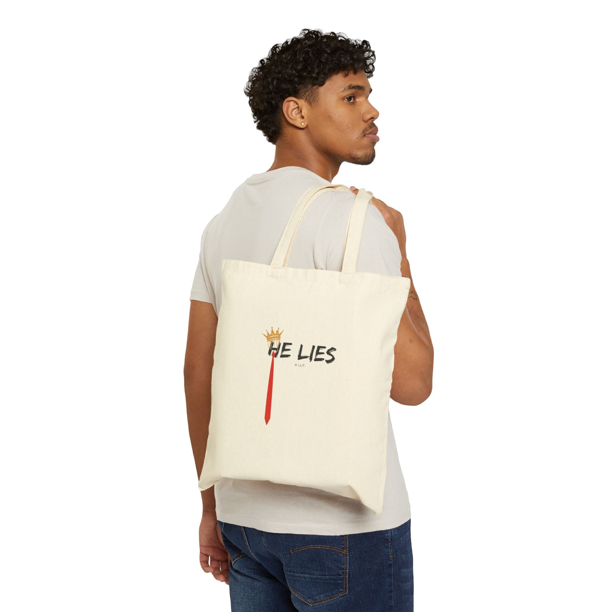 He Lies Canvas Tote Bag - Natural