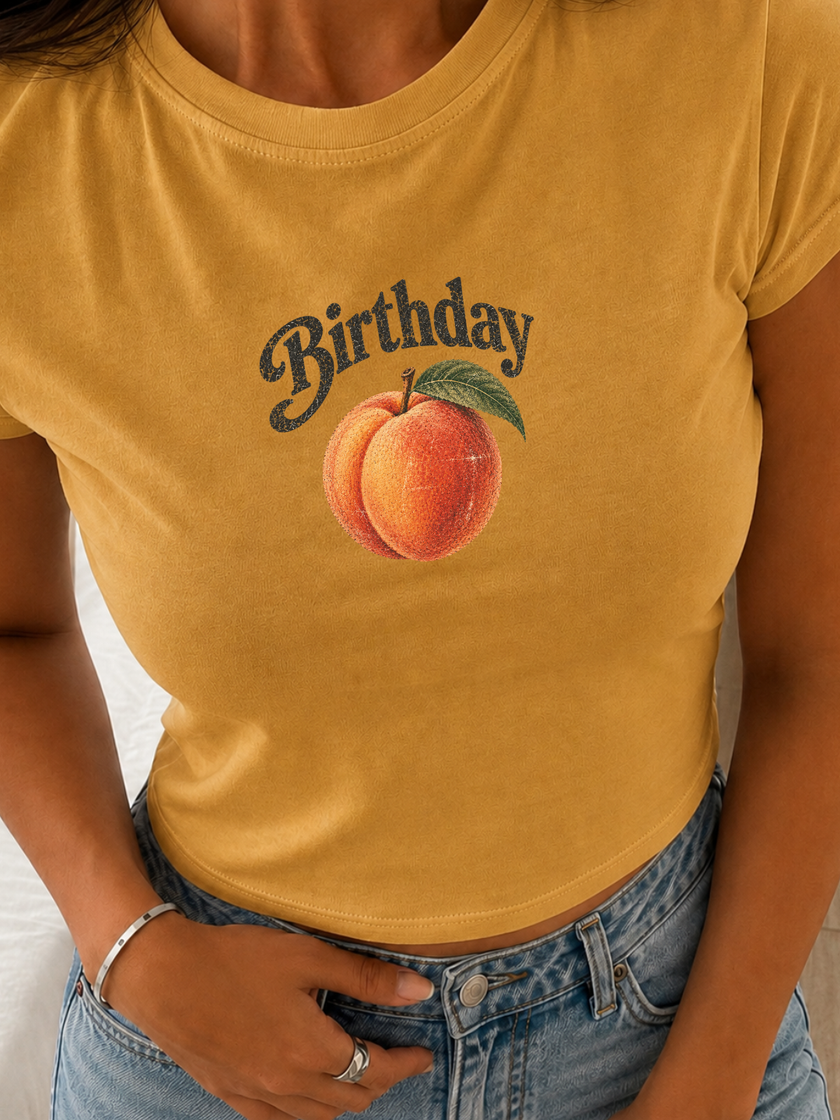 Birthday Peach Crop Tee
