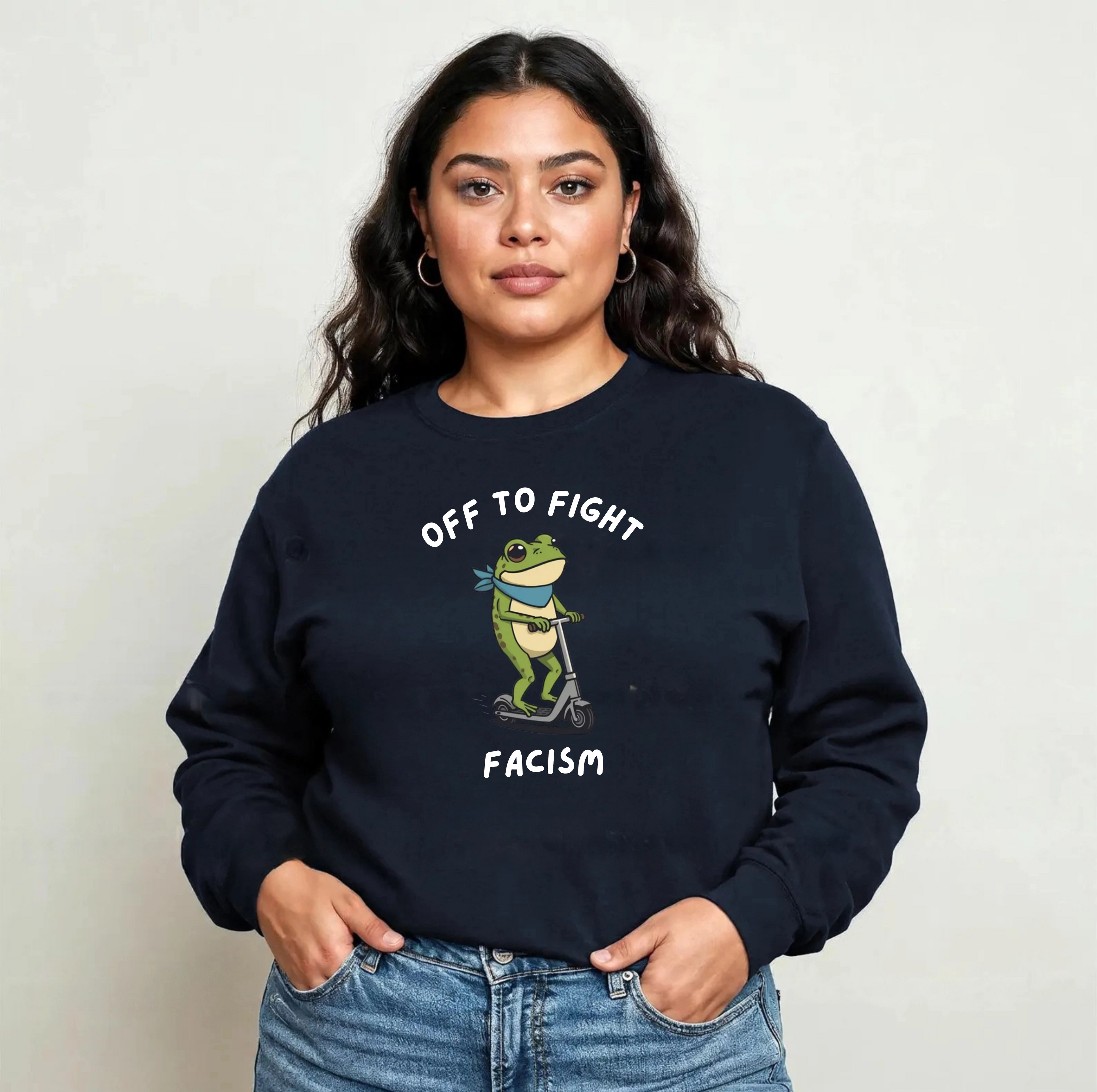 Off to Fight Facism Frog Sweatshirt
