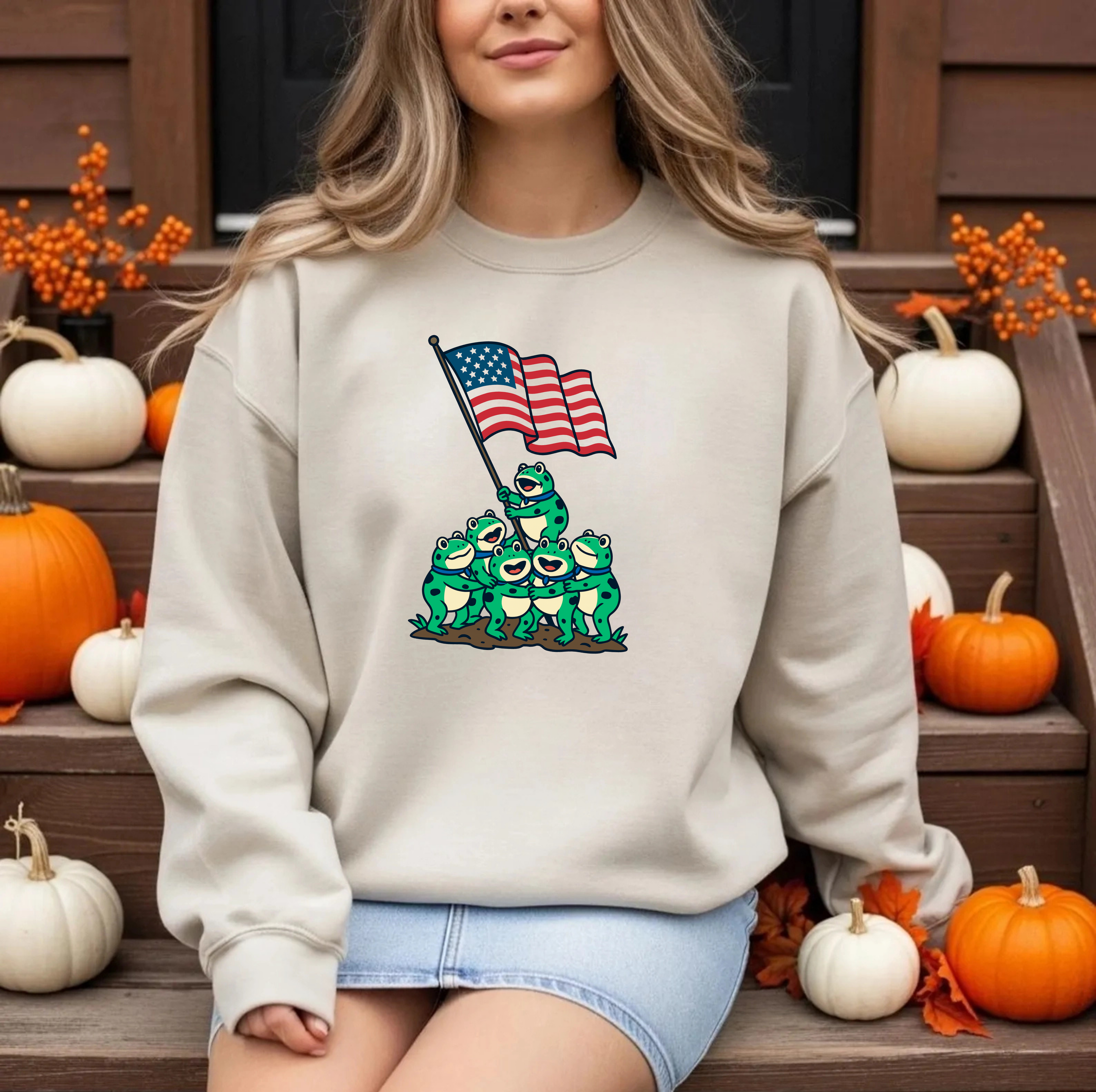 Patriotic Frog Crewneck Sweatshirt