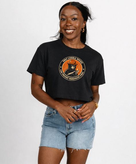 Livable Wages Crop Tee - Black