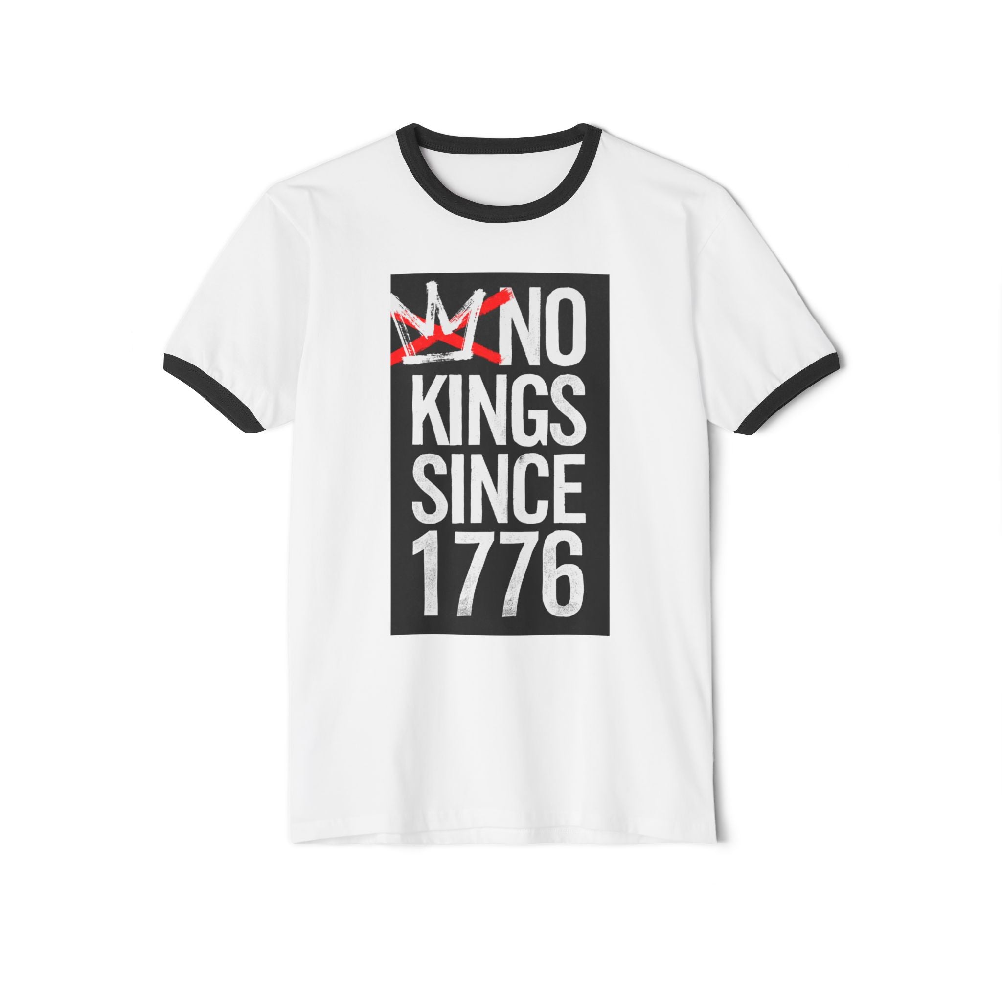 No Kings Since 1776 Ringer Tee - Black/White