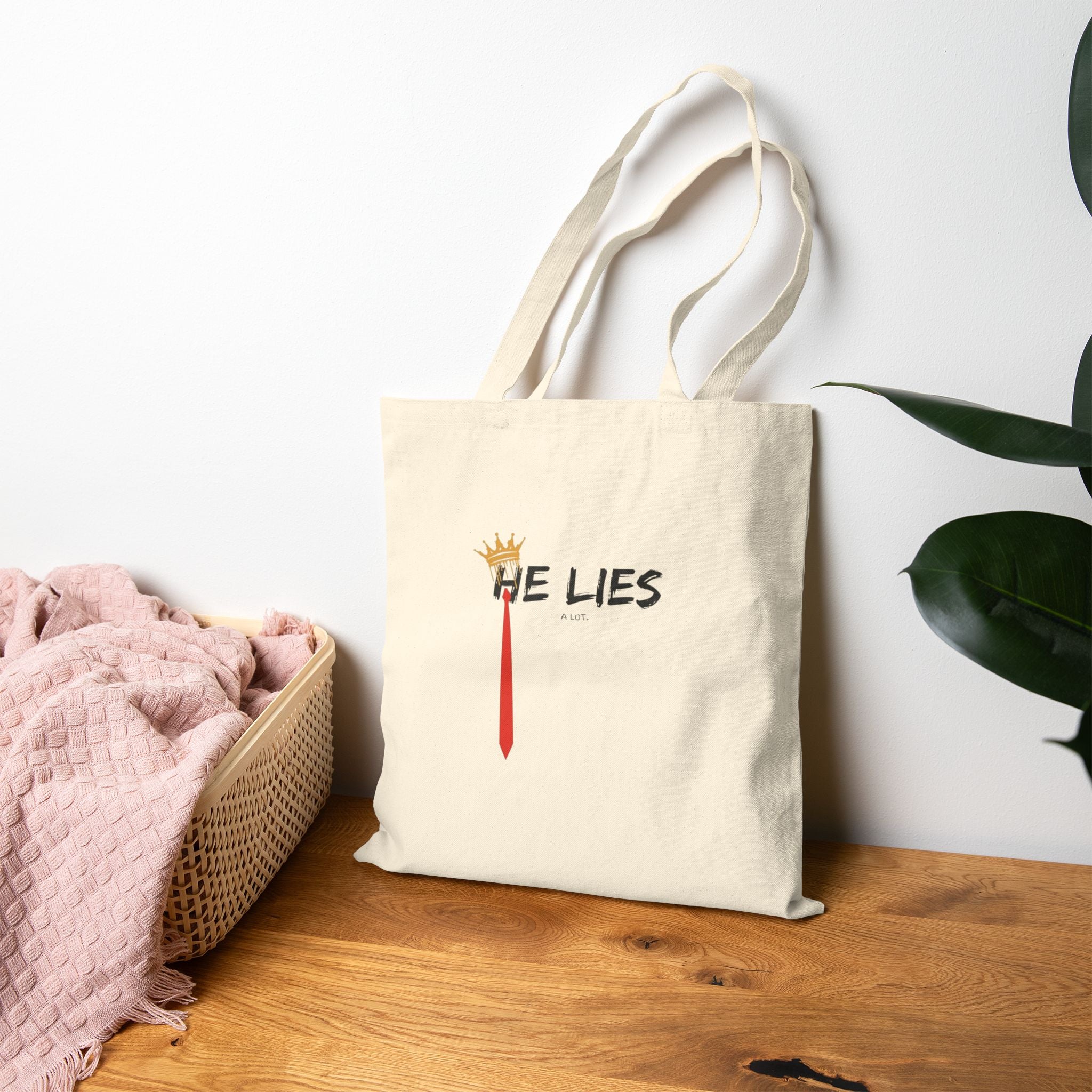 He Lies Canvas Tote Bag - Natural