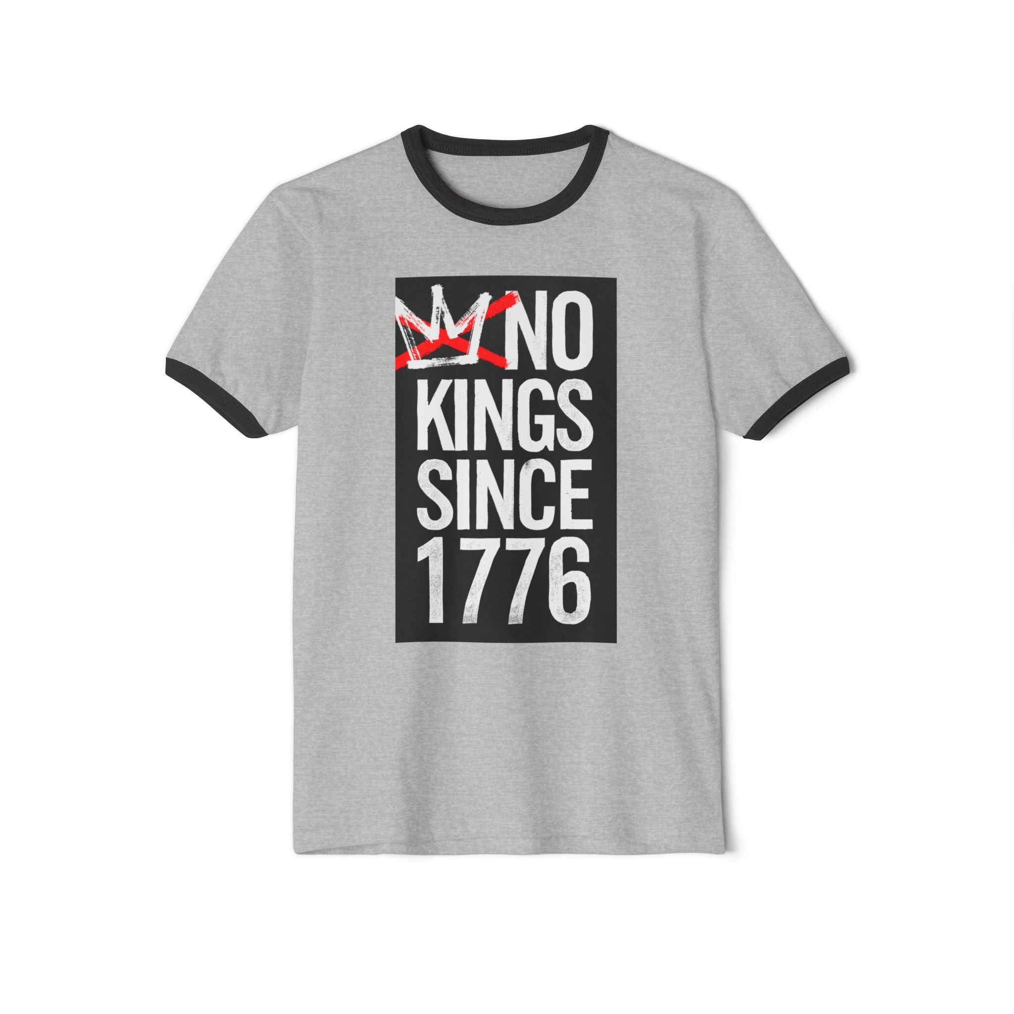 No Kings Since 1776 Ringer Tee - Black/White