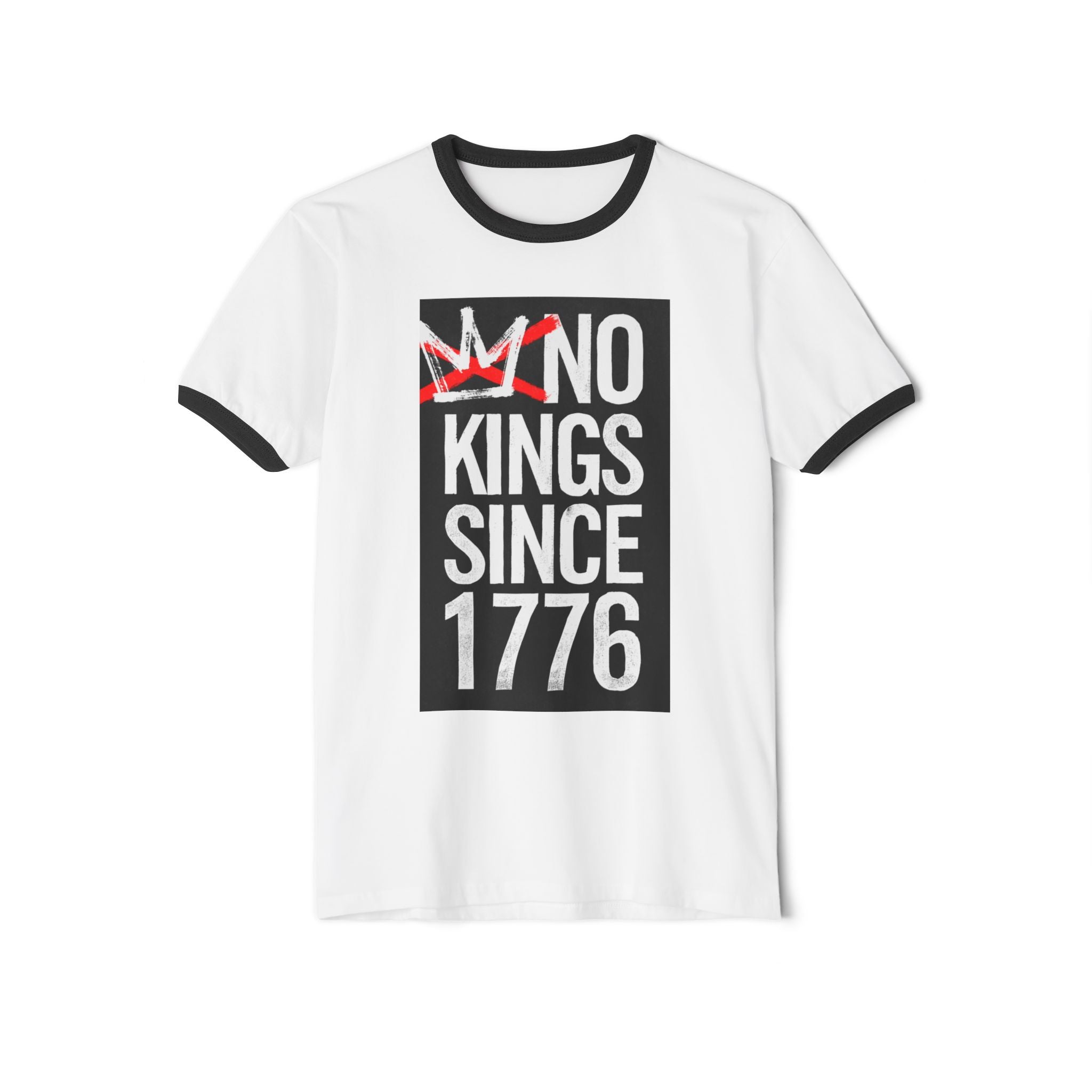 No Kings Since 1776 Ringer Tee - Black/White