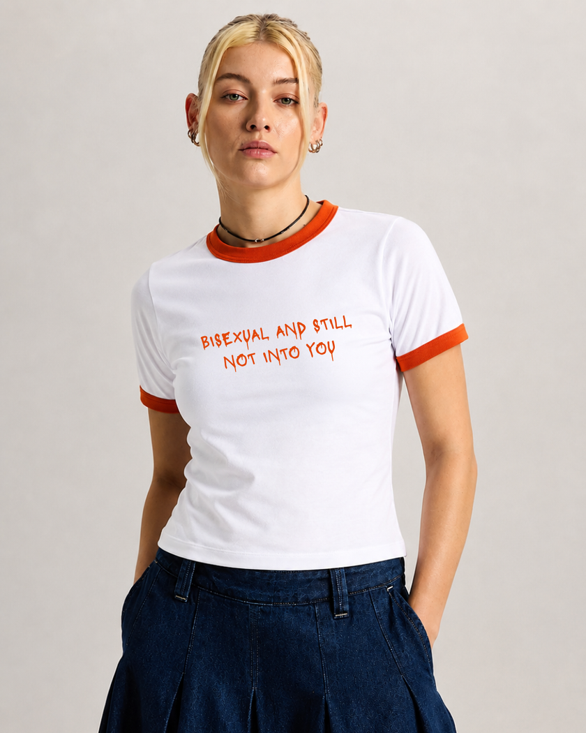 Bisexual and Still Not Into You Unisex Ringer Tee