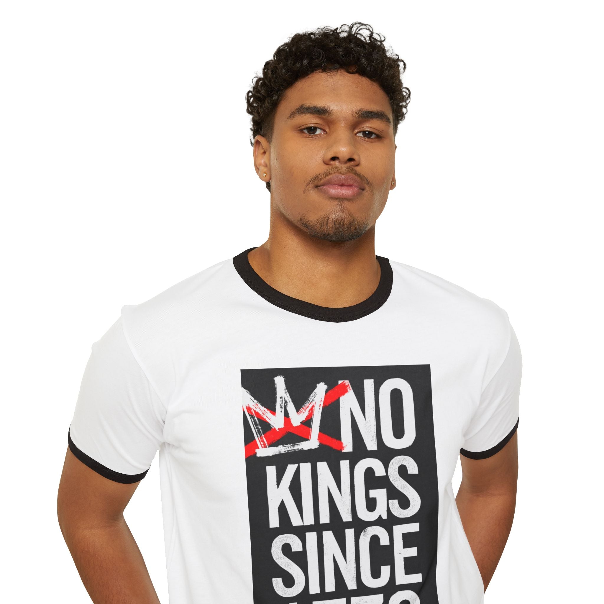 No Kings Since 1776 Ringer Tee - Black/White