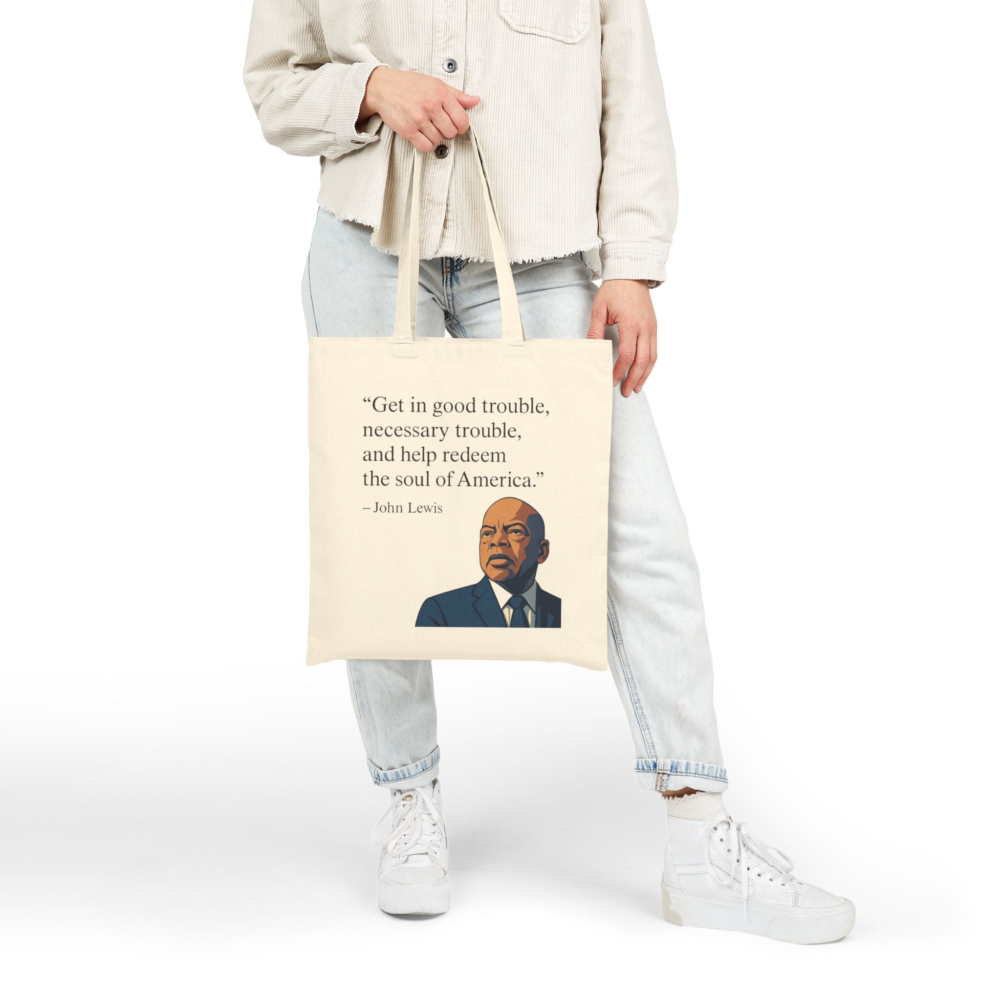 Good Trouble Canvas Tote Bag - Natural
