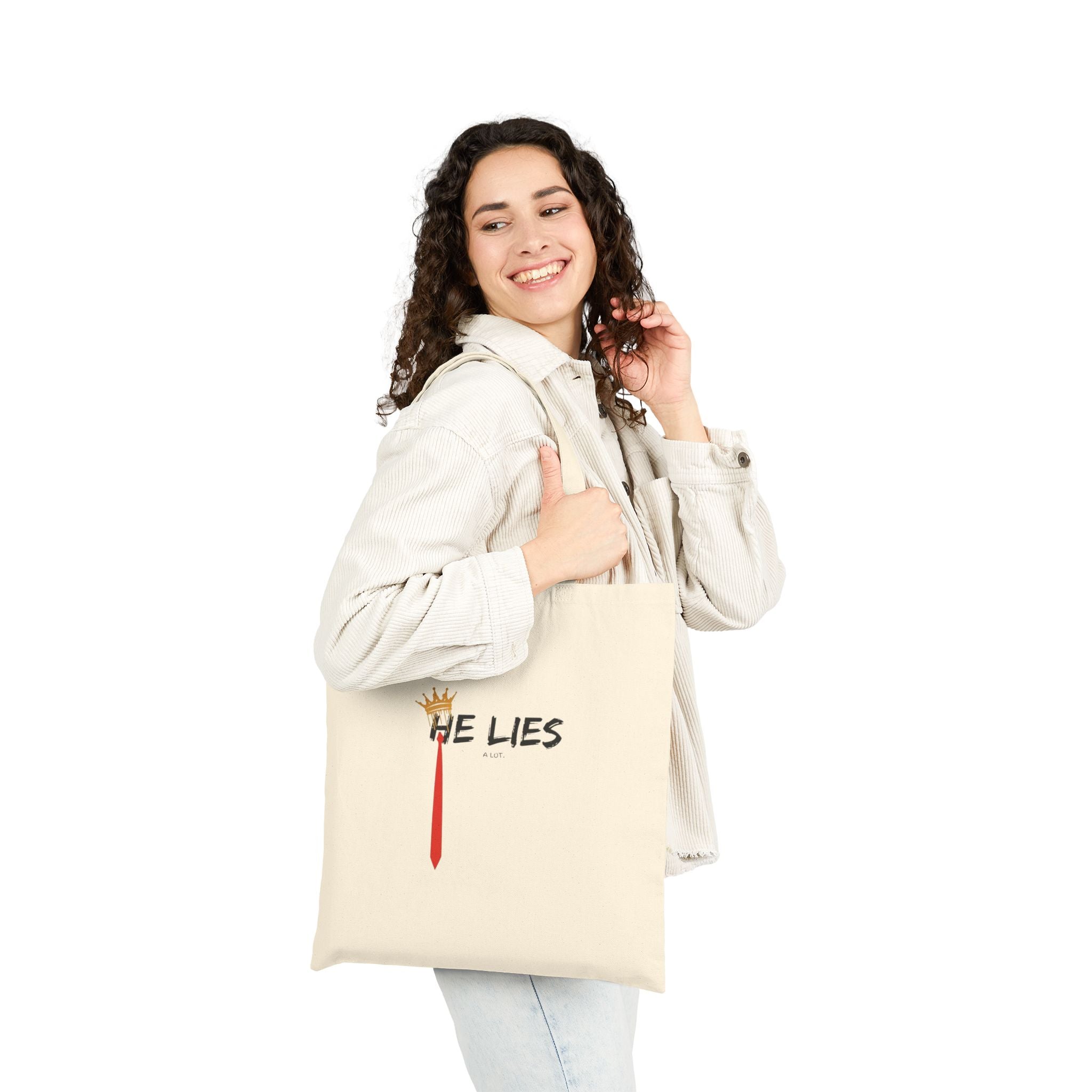 He Lies Canvas Tote Bag - Natural