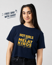Hot Girls For Melat - Cropped Boxy T-Shirt (Navy)