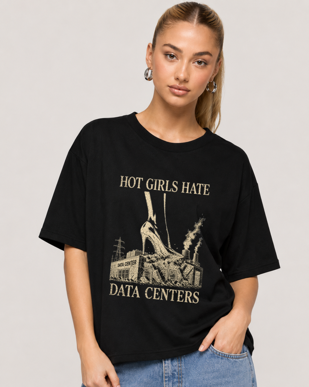Hot Girls Hate Data Centers Mid-Length Tee